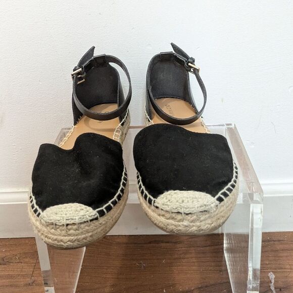Old Navy Black Faux Leather Jute Buckle Espadrille Women's 8 - Picture 1 of 16